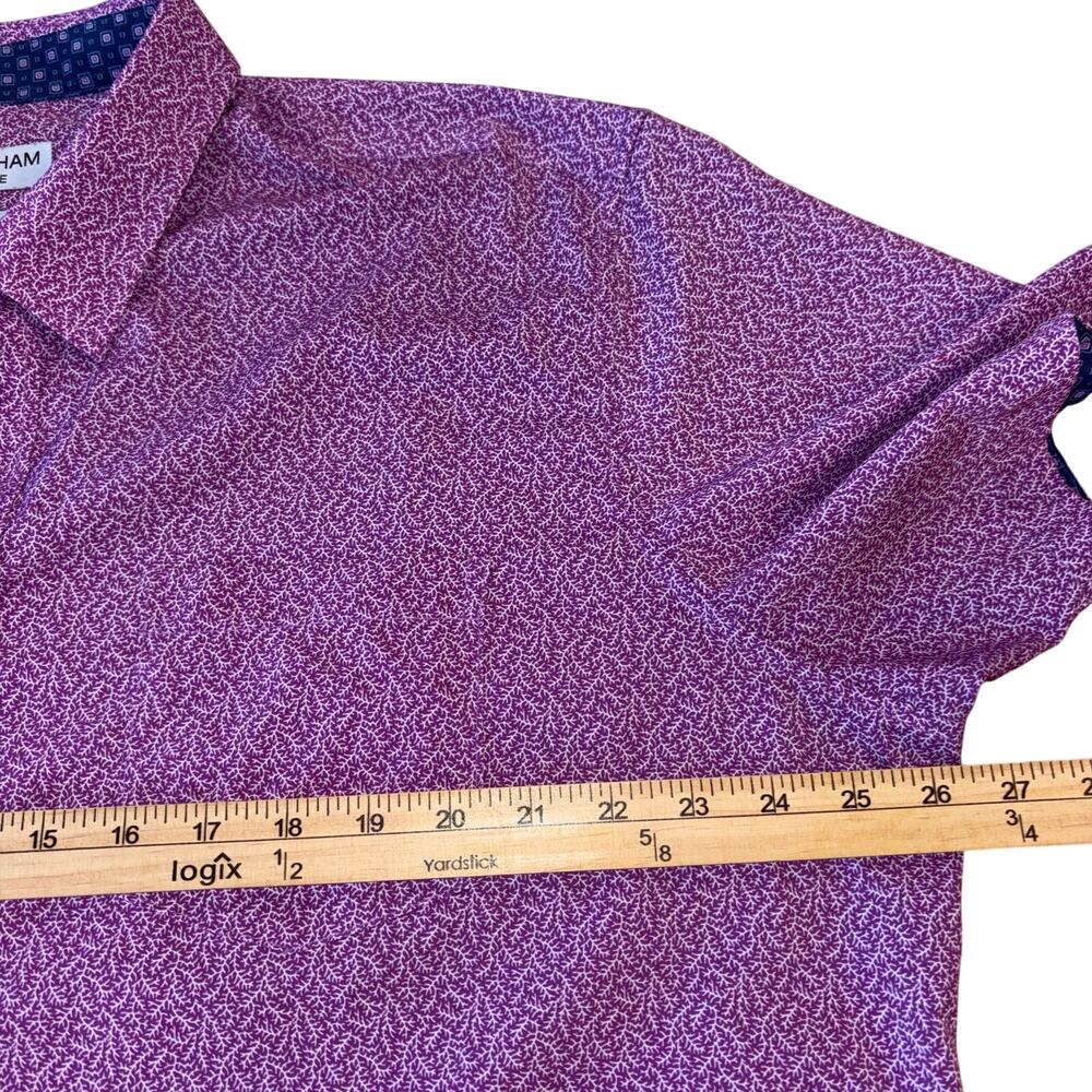 Nick Graham Everywhere Purple Micro Pattern Short Sleeve Stretch Sport Shirt S - Picture 4 of 9